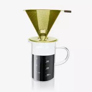 코코비아 스텐 커피 드리퍼 골드+내열유리 커피 서버 핸드드립세트