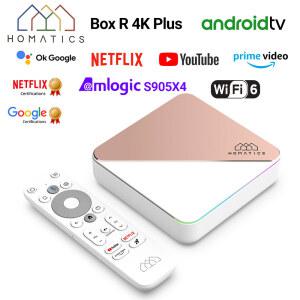 셋톱 박스 HOMATICS R 4K 플러스 TV 안드로이드 12 넷플릭스 구글 Amlogic S905X4 4G3 2G 지지대 DTS 돌비 오디오 AV1 Wifi6 BT5