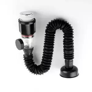 세면대배수관 세면대부속품 부품 바닥배수 벽배수 설치가능 화이트 블랙일체형트랩 멀티하나로트랩