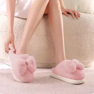 소프트 리본 털 실내화 겨울 방한 거실 사무실 어린이집 슬리퍼