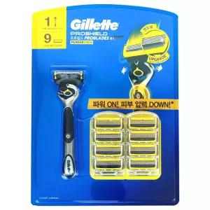질레트 프로쉴드 파워 면도기 세트 (면도날9+면도기1)