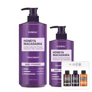 쿤달 네이처 트리트먼트 베이비파우더 1058ml, 1개+500ml, 1개+증정(샴푸 일랑일랑 100ml+트리트먼트 일랑일랑 100ml+바디워시 일랑일랑 100ml 각 1개 (총 3개))