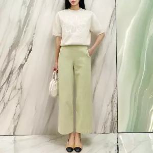 여성 면 9부 단추라인 일자 뒷밴딩 바지