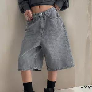 여자 버뮤다팬츠 골지 와이드 로우라이즈 청반바지