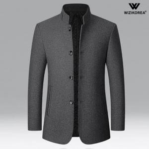 남성 슬림핏 스탠드카라 하프 모직 코트 봄 가을 정장 WI006CT