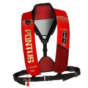 폰터스 수상스포츠 낚시 보트 필수품 자동팽창식 구명조끼_레드