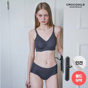 [크로커다일]라이크라 인견쉘론 몰드부착 더블스트랩 브라+팬티 2종세트 CDW5N36_T