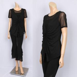 노브패리스 ALN2938 반팔 타원 셔링 티셔츠 66에서100 스판 라운드 뱃살커버 뒷절개 여름 라인 라틴 줌바 밸리 빅사이즈 큰옷 여자 댄스스포츠복