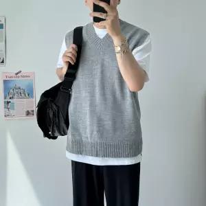 [모노폴로지]11컬러 여름 오버핏 니트 조끼 반팔티 레이어드용 데이트룩 남친룩 추천