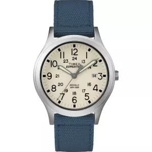 Timex 타이맥스 남녀 공용 익스페디션 블루/네추럴 나일론 스트랩 와치