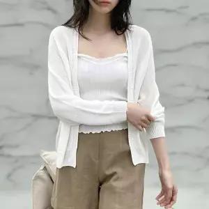 [하프클럽/]여자 마원단 단추없는 무지컬러 가디건