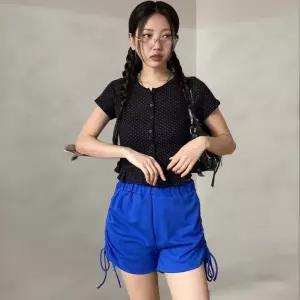 여자 셔링 밴딩 면혼방 스트랩 반바지