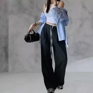 [하프클럽/]여성 수트핏 힙무드 롱 핀턱 넓은 슬랙스