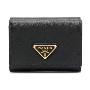 [명품] 삼각로고 사피아노 반지갑 블랙 1MH042 QHH F0002