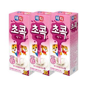 제티 초콕 딸기맛 20T x3개/빨대형 코코아