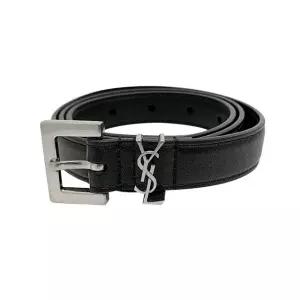 [명품] 25FW YSL 모노그램 CASSANDRE 로고 슬림 벨트 블랙 은장 554465 BOO0E 1000