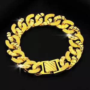 팔찌 18k 고급 도금 노블레스 남자 금 팔찌 변색없는 입체 24k 남성 패션 체인 할로우 주얼리
