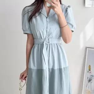 [브이와이][VY] 여자 카라넥 콘트라스트 나일론 벌룬 벨트원피스 롱원피스_17