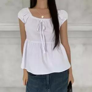 [하프클럽/]여성 반소매 원컬러 코튼 레이스 블라우스