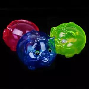 소형 투명돼지저금통 예쁜 컬러 동전 3개 세트