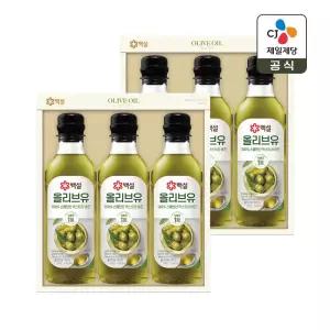 [CJ 선물세트] 백설 압착 올리브유 2호 2개 쇼핑백포함