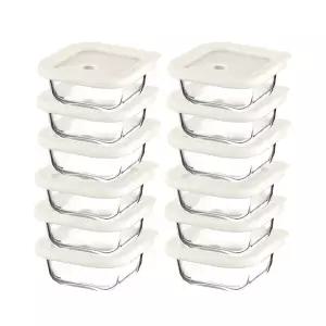 내열오븐유리 촉촉한 즉석한끼용기(정사각형 320mlx6p)-2개 밥용기 유리용기 냉동밥보관 찜기 반찬통