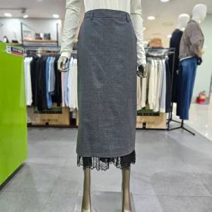 시슬리/애플아울렛/루이 레이스 배색 롱 스커트 SASK31461