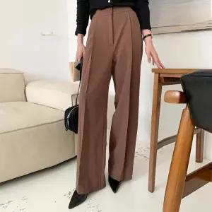 여성 정장 레이온 스판 투핀턱 일자 와이드 슬랙스