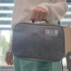 고품질 그레이 2단 멀티 파우치 케이블 보관가방 여행 정리 (WC826BF)