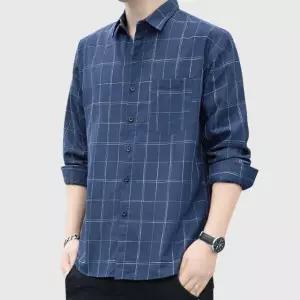 남성 체크 셔츠 긴팔 카라 캐주얼 기본핏 봄 가을 (WFK696Y)