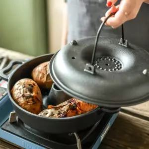 28cm 무쇠 아로제 고구마 옥수수 직화냄비 굽는냄비 만능팬 캠빙 굽는냄비 무쇠냄비 고구마굽기 양수냄비