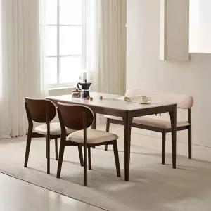 [삼익가구]시에나 포세린 통세라믹 4인용 원목 1400 식탁세트(벤치1+의자2)