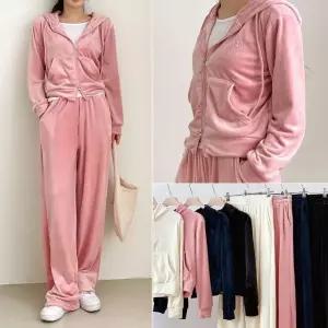 집업팬츠SET 벨벳 투웨이 후드집업 셋업 4color 겨울 트레이닝 세트