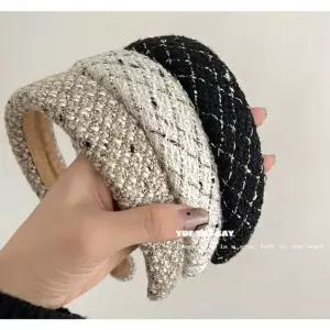 트위드 엠보싱 머리띠 헤어밴드 반다나 올림머리 새틴 겨울 퍼 판촉물 니트 무지