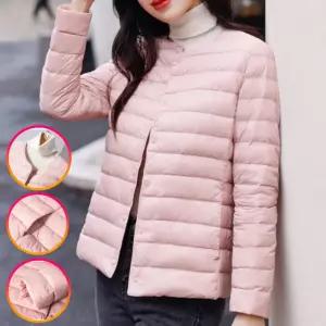 경량 패딩 덕다운 오리털 여성용 긴팔 겨울 점퍼 봄 가을 겸용 휴대용 파우치 포함 6가지컬러