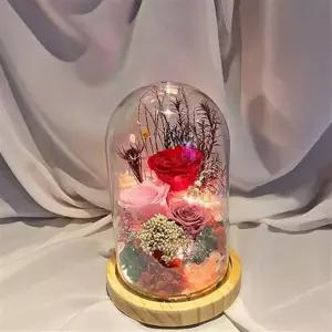 장미 꽃 무드등 감성 유리돔 집들이선물 led 장미 꽃 무드등 인테리어 생일 침실 프리저브드 플라워 협탁