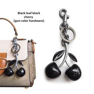 패션 반짝이 골드 체리 키 체인 여름 과일 펜던트 열쇠 고리 여성을위한 남성 쥬얼리 가방