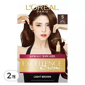 로레알파리 엑셀랑스 크림 염색제, 5호 자연갈색, 2개