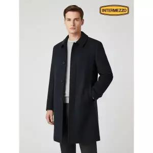 [하프클럽/인터메조]캐시미어 블랜디드 히든 맥 코트 네이비 IMFDCT515F