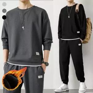 남자 겨울 기모 트레이닝 세트 와플짜임 맨투맨 조거팬츠 편한 데일리 일상복 상하의세트