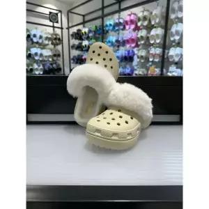 [보리보리/크록스]MARIO크록스 클래식 플랫폼 퍼즈 라인드 클로그 212854-2Y2 아이보리 베이지