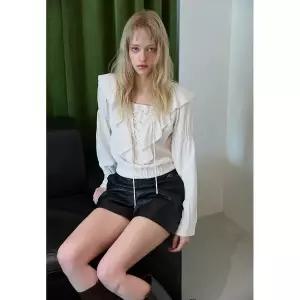 [에고이스트](강남점)벨벳 러플 스트링 블라우스 ER4WB260