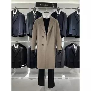 [트루젠]베이지 프리미엄 핸드메이드 울캐시미어 세미오버핏 남자 롱코트