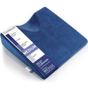 사무용 의자 쿠션 및 카시트 쿠션용 컴피슈어 웨지 베개 - 트럭 시트, 게이밍 의자용 중형 메모리 폼 시트 패드 꼬리뼈와 엉덩이를 위한 정형외과적 지지