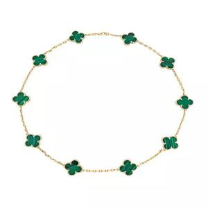 [엘러브]  매직 알함브라 네크리스 10모티브 18K 옐로우골드 말라카이트 5ET217