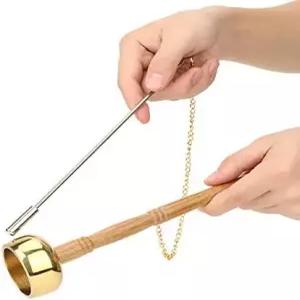 티베트 핸드벨 명상과 기도의 종 불교 나무 손잡이 황동 명상 노래하는 성경 구현 용품