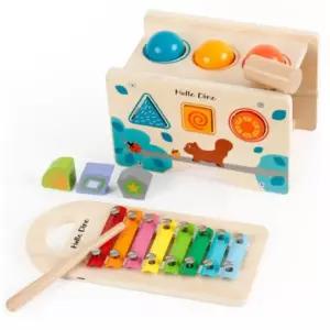 헬로디노 3in1 해머 볼 파운딩+도형 맞추기+실로폰 악기 놀이 교육용 장난감