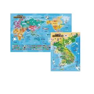 지원출판 우리나라 지도 72P+세계지도 180P 유아 판 퍼즐 2종 세트
