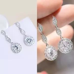 심플 귀걸이 물방울 라운드 웨딩 다이아 큐빅 (WFJ5AEA)