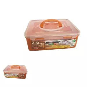 전자렌지 누름락직5호 반찬통 황토 프라스틱 용기 밀폐 3.5L